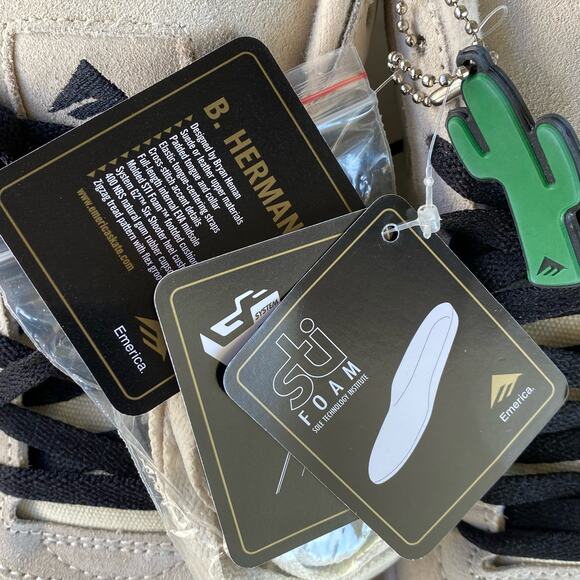 Vintage Emerica Herman 2 Skate Shoe Leather Suede Beige White Mens 13 NWT RARE - Picture 13 of 16